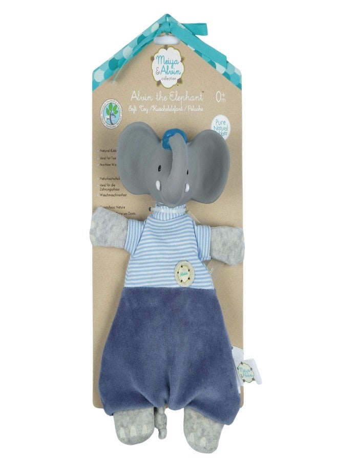 Tikiri Alvin The Elephant Velour Lovey – 11.4 x 6.3 in Baby Comforter with Organic Natural Rubber Teether Head | Soft Cotton Body, Eco-Friendly Recycled Fill | Safe Non-Toxic Baby Gift - Image 3